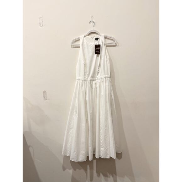 J. Crew Sleeveless High-Neck Cotton Poplin A-Line Midi Dress White Womens Size 4 - Picture 3 of 7